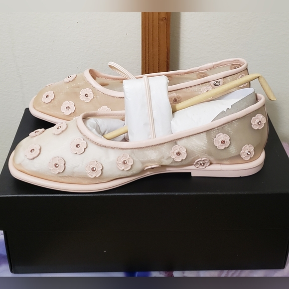Coach Emilia Floral Mesh Mary Janes - Cream and Pink - Picture 2 of 12